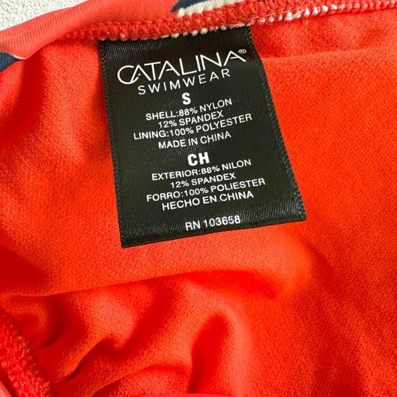 Catalina Bikini Set Red Floral Tie Top High Waisted Bottom Swimsuit Small NEW - Picture 11 of 12